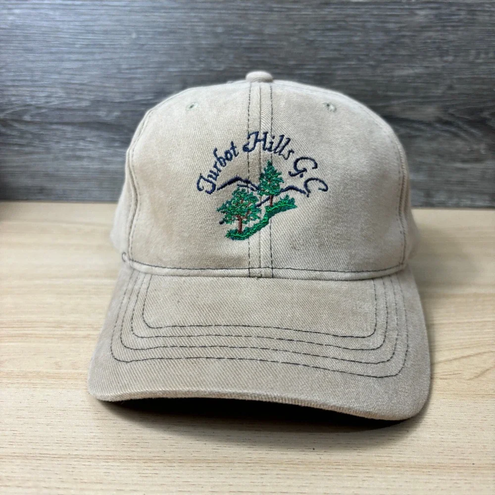 Turbot Hills Golf Hat Cap‎ Strap Back Brown Adjustable
